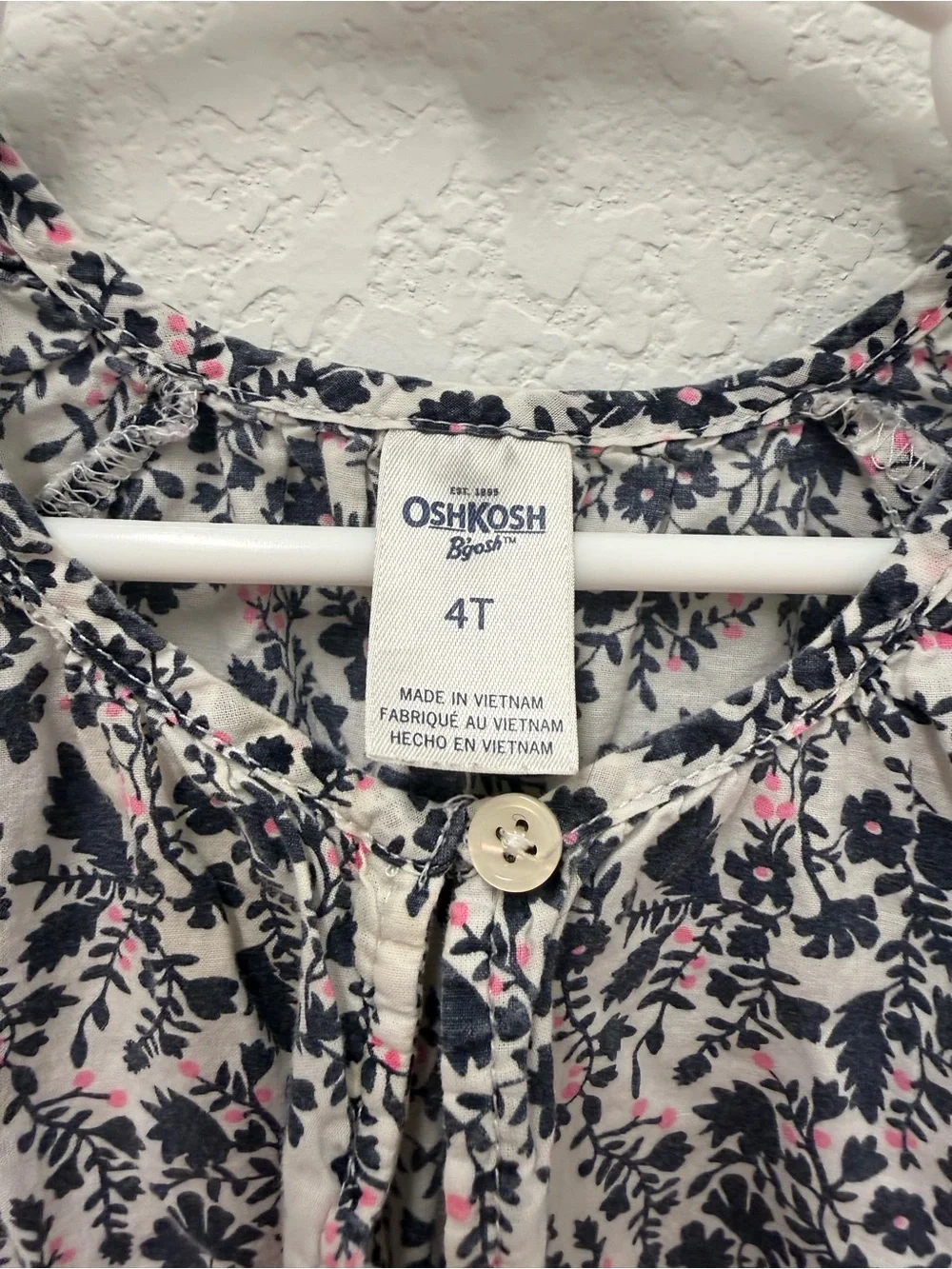 OshKosh B'gosh Cream Floral Button-Front Top with Navy & Pink Accents